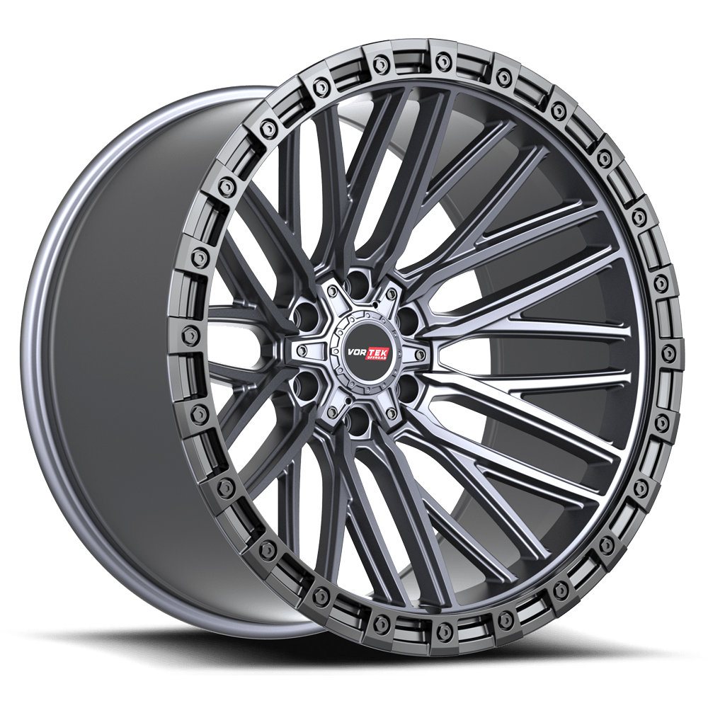 VORTEK VRT-608 22.0x12.0 6x135/6x139.7 Matte Titanium Black Bead Ring