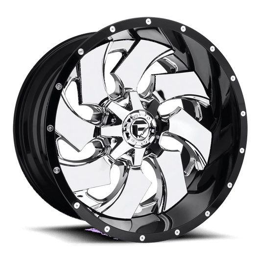 FUEL D240 CLEAVER 22x14 5x127/5x139.7 -70 CHROME PLATED GLOSS BLACK LIP