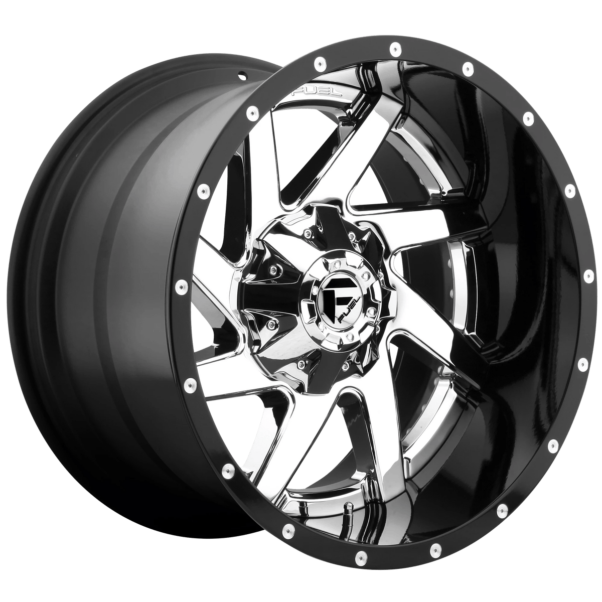 FUEL D263 RENEGADE 20x12 8x180 -44 CHROME PLATED GLOSS BLACK LIP