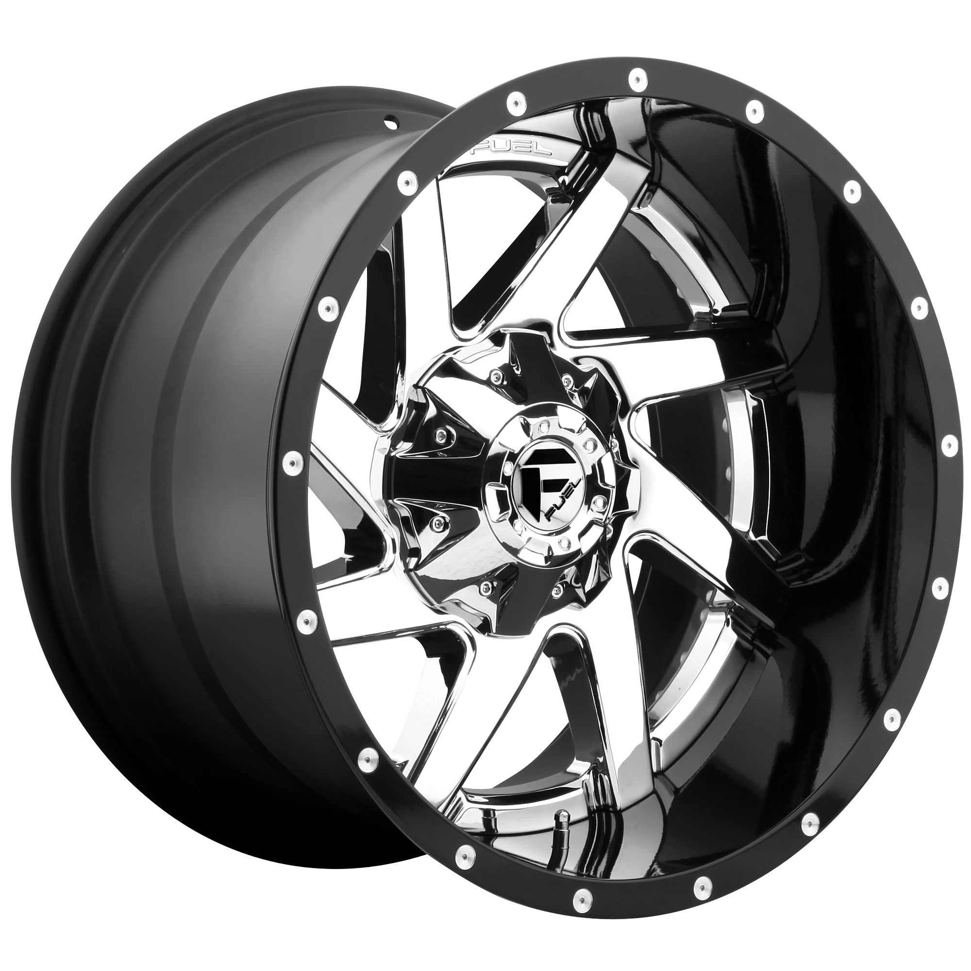 FUEL OFF-ROAD D263 RENEGADE 20.0x12.0 8x180 CHROME PLATED GLOSS BLACK LIP