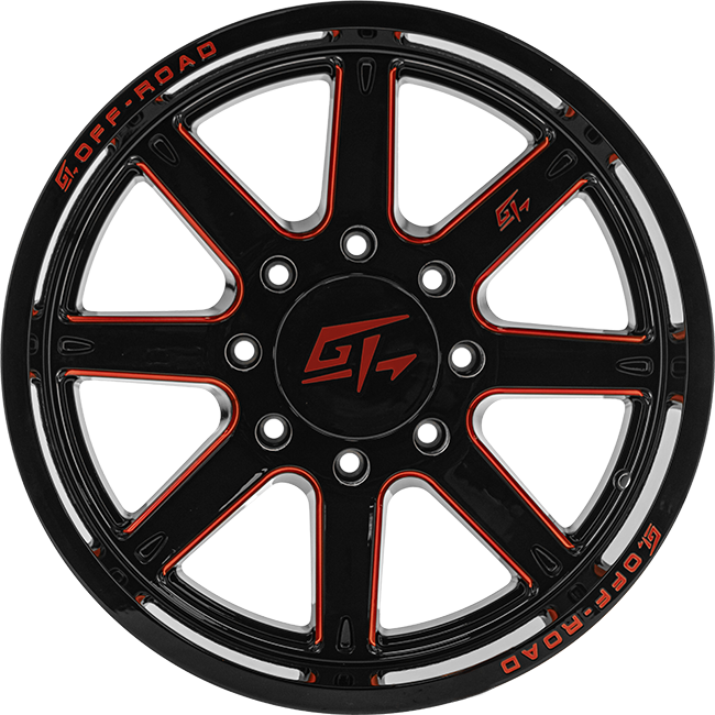 INVASION 20x10 6x135 -18 Gloss Black Milled Red