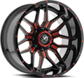 XF OFFROAD XF-222 20x10 5x127/5x139.7 -12 Black Milled Red