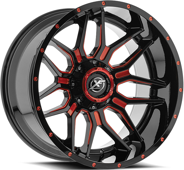 XF OFFROAD XF-222 20.0x10.0 5x127/5x139.7 Black Milled Red