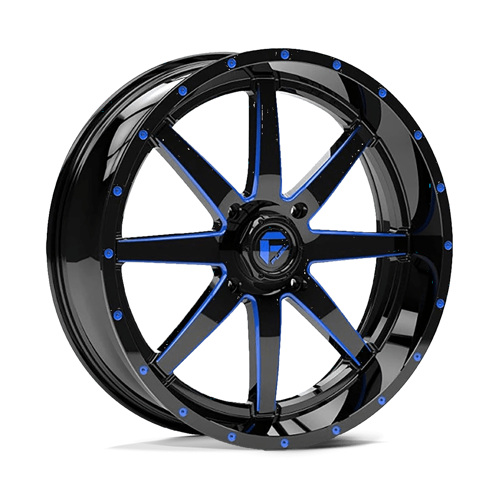 FUEL OFF-ROAD D651 MAVERICK UTV 20.0x7.0 4x137 GLOSS BLACK MILLED WITH BLUE TINT