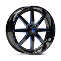 FUEL D651 MAVERICK UTV 20x7 4x137 13 GLOSS BLACK MILLED WITH BLUE TINT