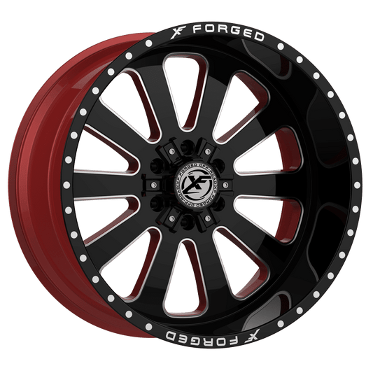 XF OFFROAD XFX-302 24x14 5x127/5x139.7 -76 Gloss Black Milled W/Red Inner