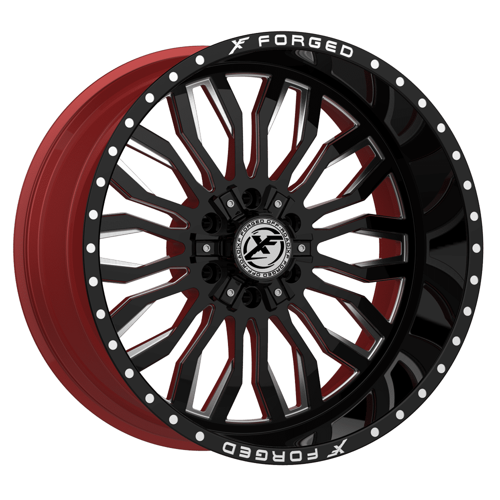 XF OFFROAD XFX-305 24.0x14.0 6x135/6x139.7 Gloss Black Milled W/Red Inner