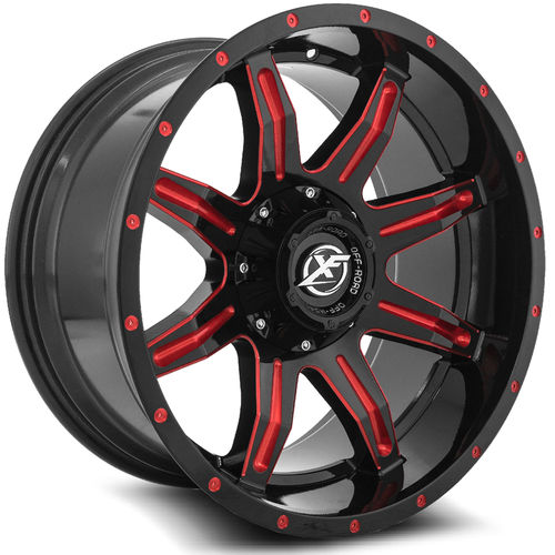 XF OFFROAD XF-215 20.0x10.0 8x165.1/8x170 Gloss Black Milled Red