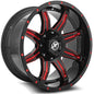 XF OFFROAD XF-215 20.0x10.0 8x165.1/8x170 Gloss Black Milled Red
