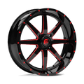 FUEL OFF-ROAD D650 MAVERICK UTV 20.0x7.0 4x156 GLOSS BLACK MILLED WITH RED TINT