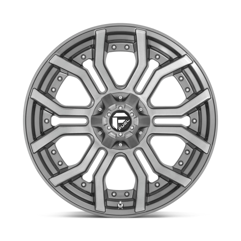 FUEL OFF-ROAD D713 RAGE PLATINUM 24.0x12.0 6x135/6x139.7 BRUSHED GUN METAL TINTED CLEAR