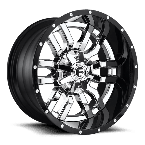 FUEL OFF-ROAD D270 SLEDGE 22.0x10.0 8x170 CHROME PLATED GLOSS BLACK LIP