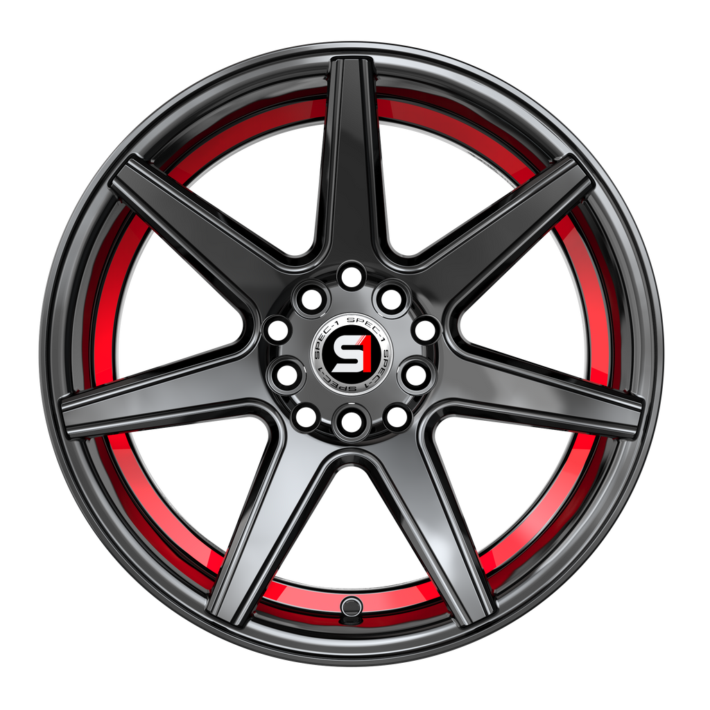 SPEC-1 RACING SP-73 18.0x8.0 5x114.3/5x110 Gloss Black & Red Undercut