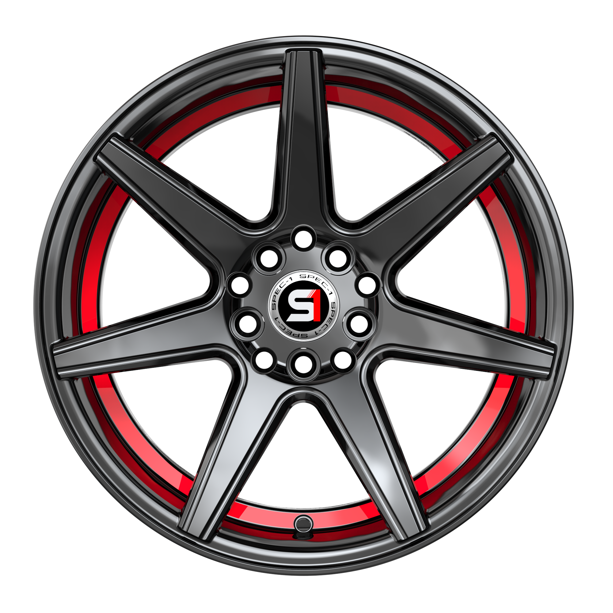SPEC-1 RACING SP-73 18.0x8.0 5x114.3/5x110 Gloss Black & Red Undercut