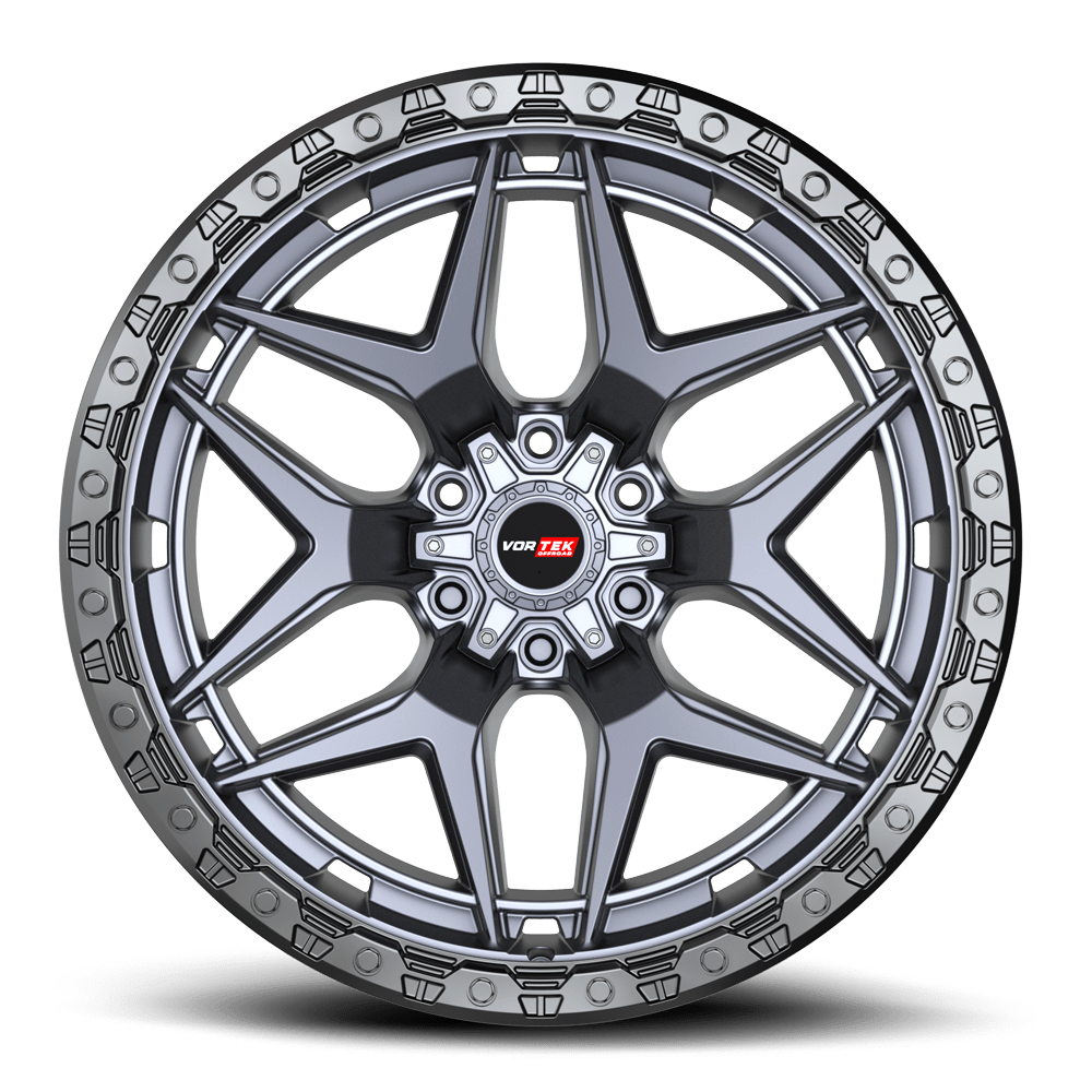 VORTEK VRT-603 17.0x9.0 6x135/6x139.7 Matte Titanium With Black Bead Ring