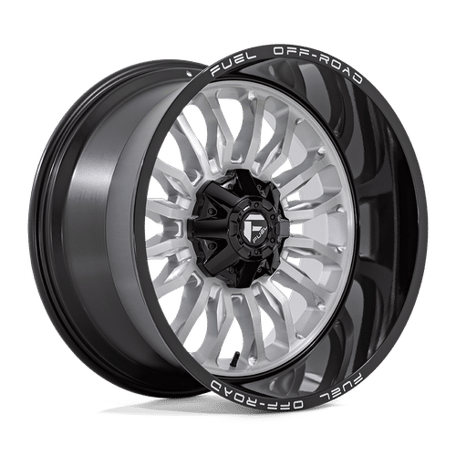 FUEL OFF-ROAD D798 22.0x12.0 8x180 SILVER BRUSHED FACE WITH MILLED BLACK LIP