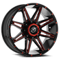 XF OFFROAD XF-220 20.0x9.0 6x135/6x139.7 Gloss Black Red Milling