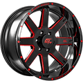 INVASION 20x9 6x139.7 12 Gloss Black Milled Red