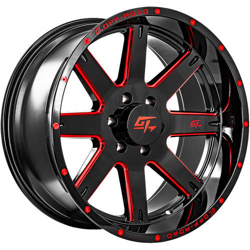 GT OFFROAD INVASION 20.0x10.0 6x135 Gloss Black Milled Red