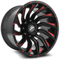 XF OFFROAD XF-224 20.0x9.0 6x135/6x139.7 Gloss Black Milled Red
