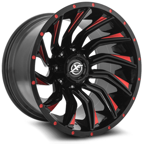 XF OFFROAD XF-224 20.0x10.0 6x135/6x139.7 Gloss Black Milled Red