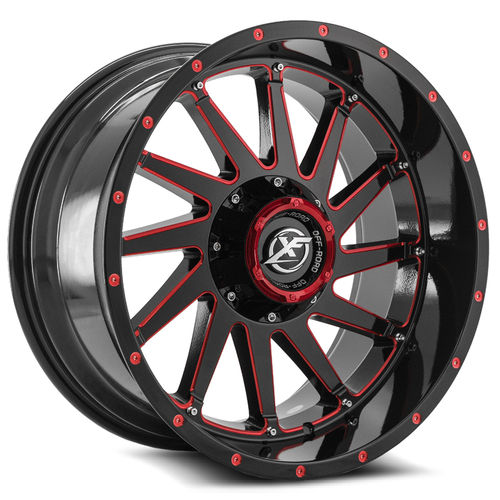 XF OFFROAD XF-216 20.0x10.0 8x165.1/8x180 Gloss Black Red Milled