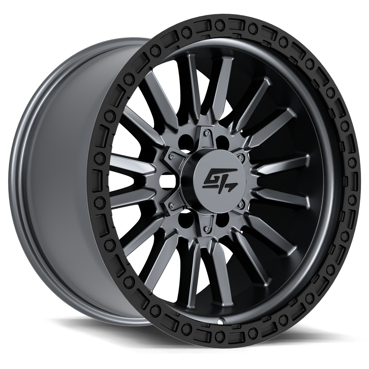 GT OFFROAD CHAMBER 18.0x10.0 6x135/6x139.7 Matte Gunmetal Centre / Black Ring