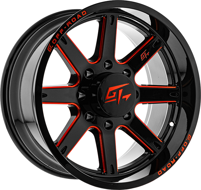 INVASION 20x10 6x135 -18 Gloss Black Milled Red