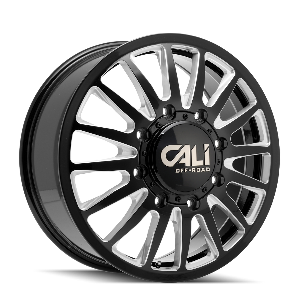 CALI OFF-ROAD SUMMIT DUALLY FRONT 9110 GLOSS BLACK MILLED 20X8.25 8-165.1 115MM 121.3MM