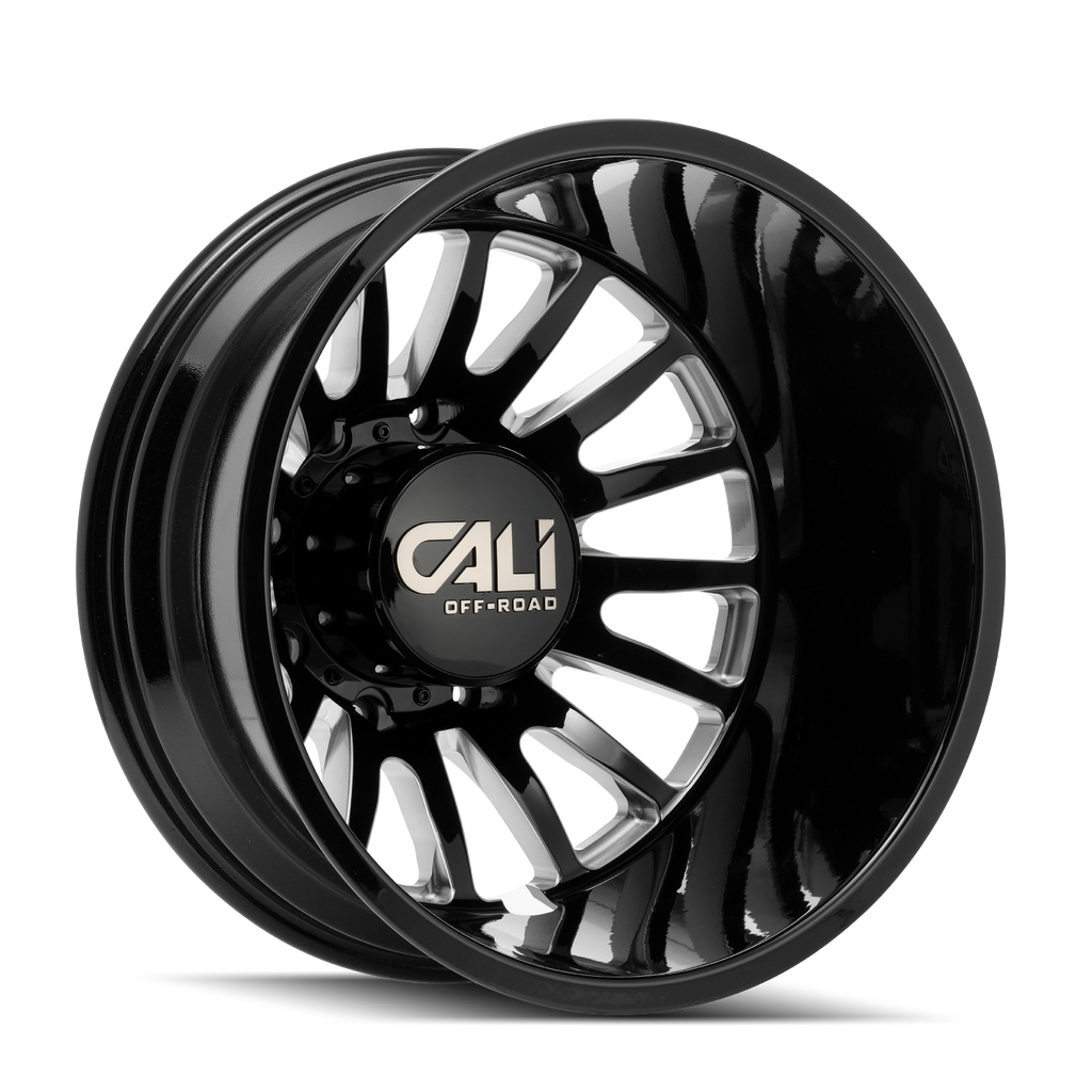 CALI OFF-ROAD SUMMIT DUALLY REAR 9110 GLOSS BLACK MILLED 20X8.25 8-165 -192MM 121.3MM