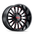CALI OFF-ROAD SUMMIT 9110 GLOSS BLACK MILLED PRISM RED 20X12 8-180 -51MM 124.1MM