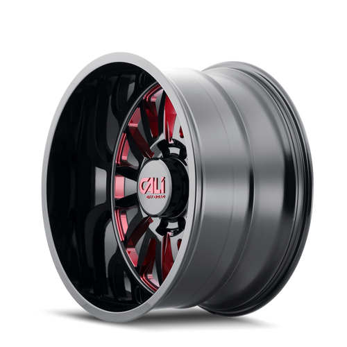 CALI OFF-ROAD SUMMIT 9110 GLOSS BLACK MILLED PRISM RED 20X12 8-180 -51MM 124.1MM