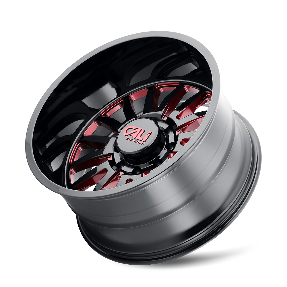 CALI OFF-ROAD SUMMIT 9110 GLOSS BLACK MILLED PRISM RED 24X14 8-165.1 -76MM 125.2MM