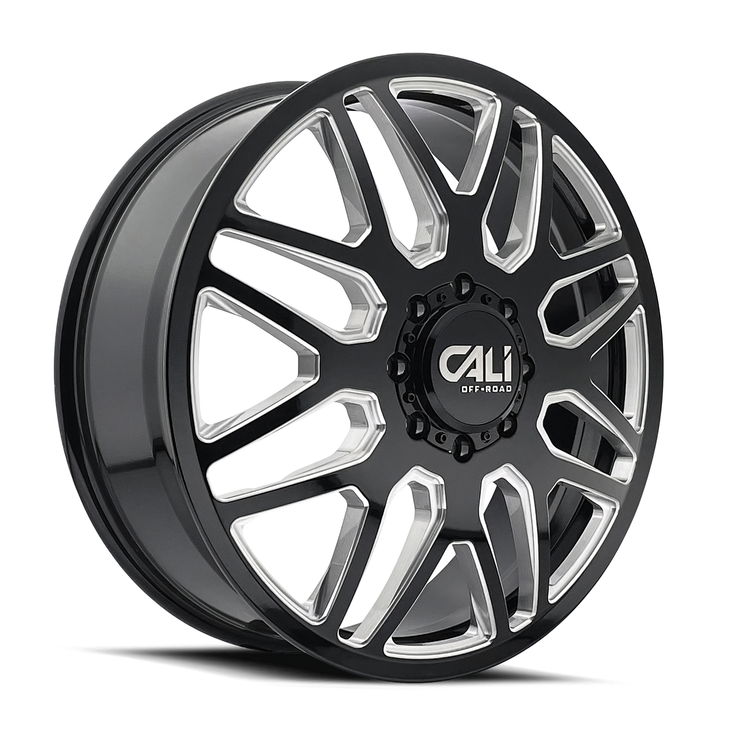 CALI OFF-ROAD-OFFROAD INVADER DUALLY 9115D GLOSS BLACK MILLED 22X8.25 8-165.1 -192MM 121.3MM