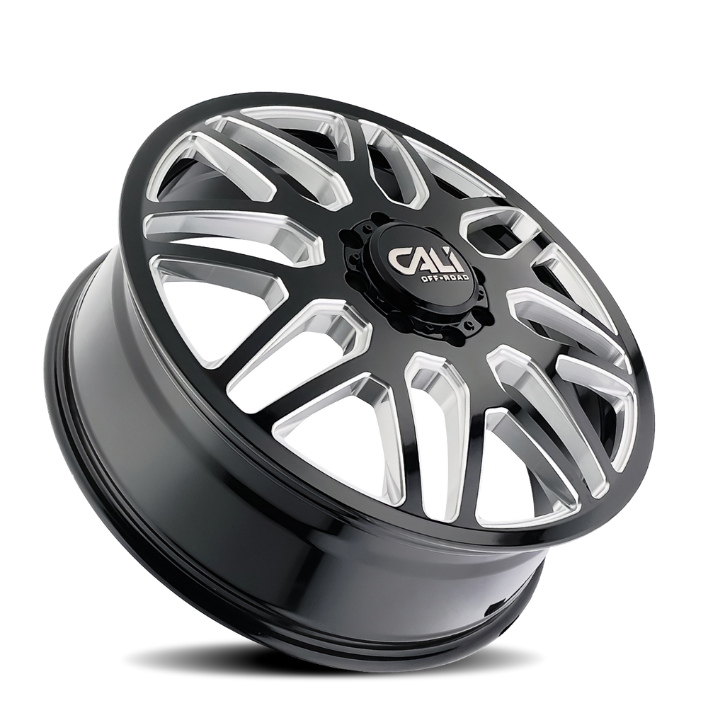 CALI OFF-ROAD-OFFROAD INVADER DUALLY 9115D GLOSS BLACK MILLED 22X8.25 8-210 -192MM 154.2MM