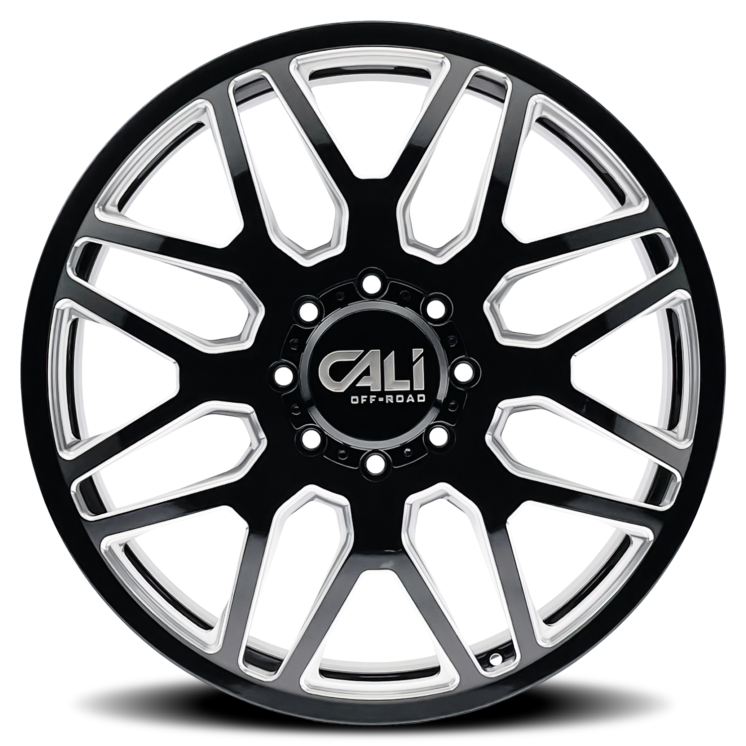 CALI OFF-ROAD-OFFROAD INVADER DUALLY 9115D GLOSS BLACK MILLED 22X8.25 8-165.1 -232MM 121.3MM