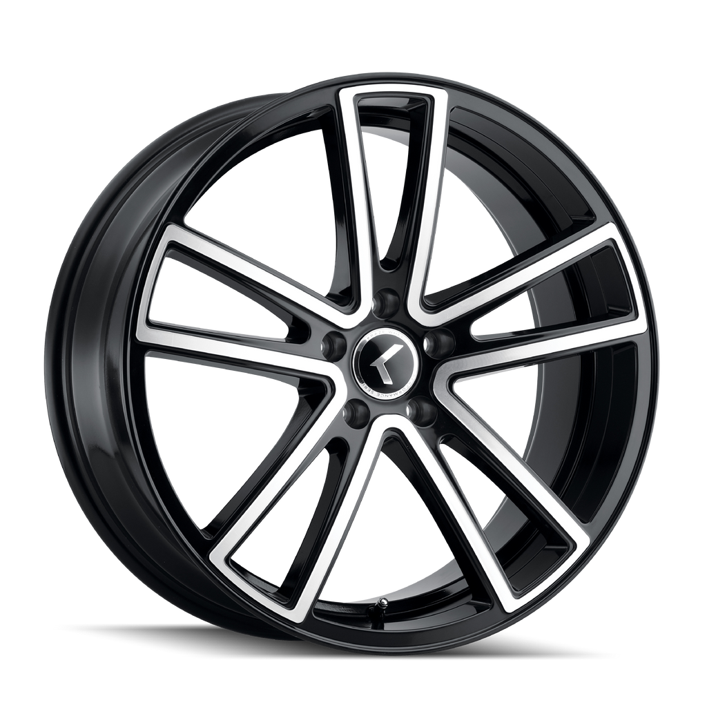 KRAZE LUSSO KR190 GLOSS BLACK MACHINED 22X8.5 5-112 38MM 66.56MM