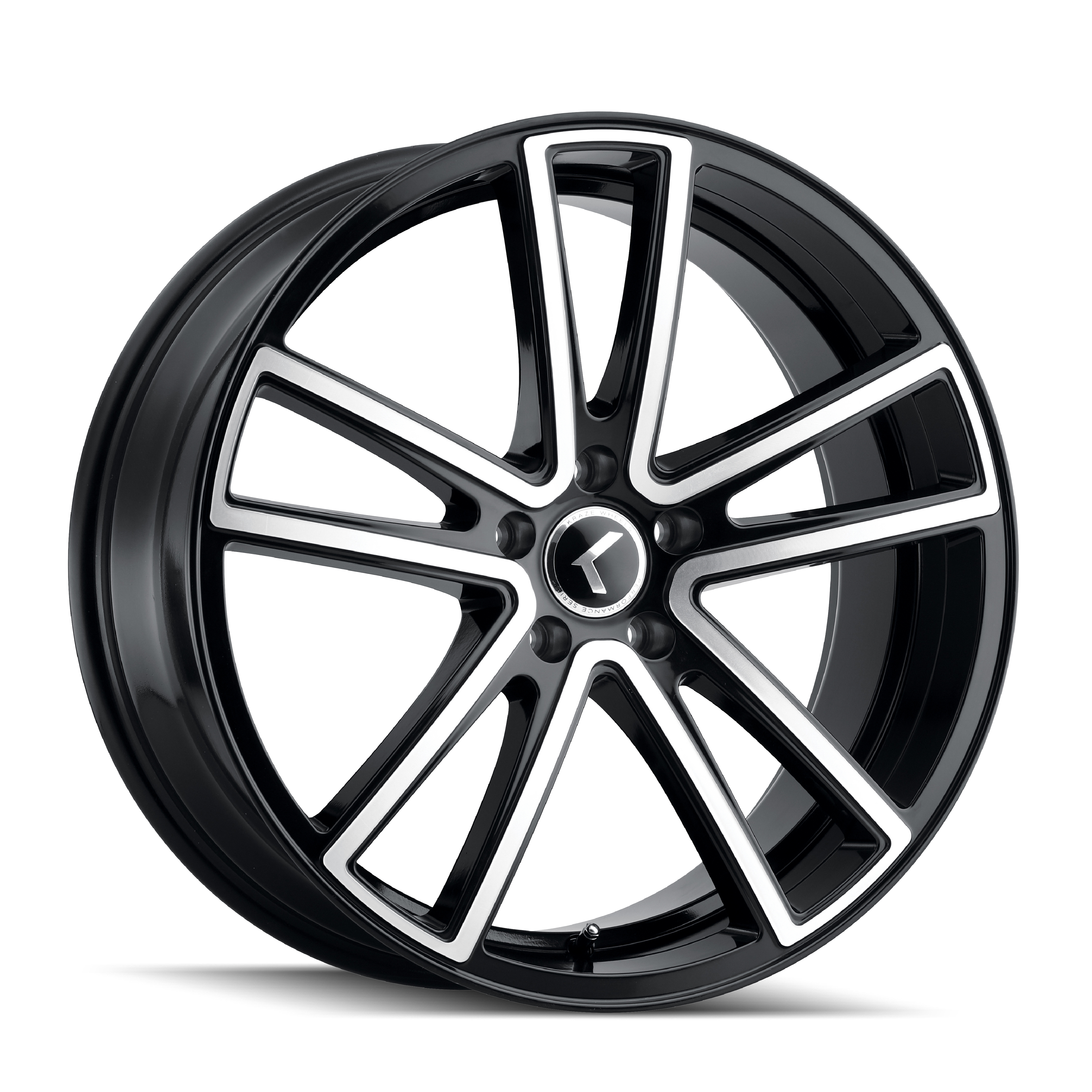 KRAZE LUSSO KR190 GLOSS BLACK MACHINED 22X8.5 5-112 38MM 66.56MM