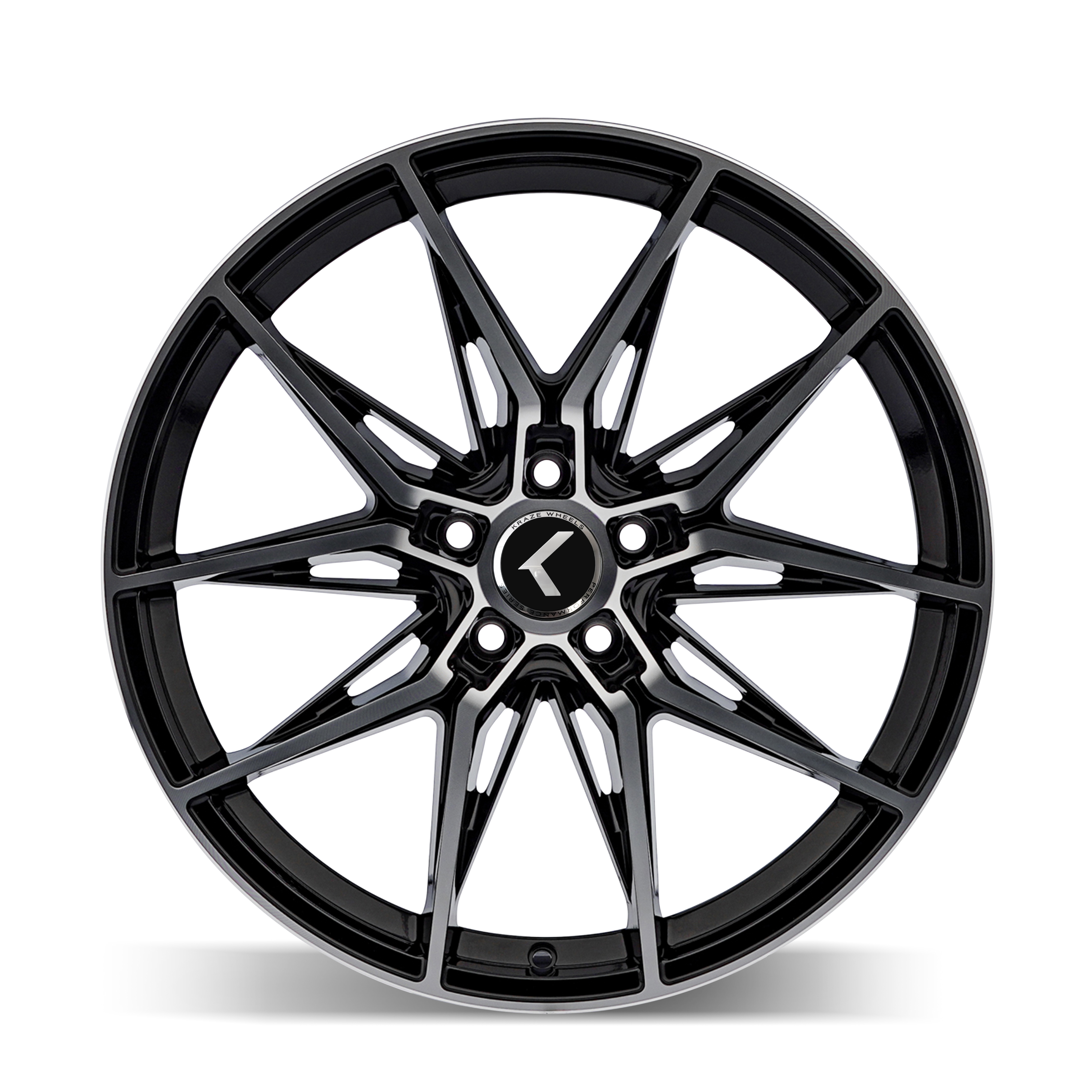 KRAZE EVOLVE KR196 GLOSS BLACK/MACHINED FACE 19X8.5 5-120 30MM 72.56MM