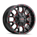 MAYHEM WARRIOR 8015 GLOSS BLACK MILLED PRISM RED 17X9 6-135/6-139.7 18MM 106MM