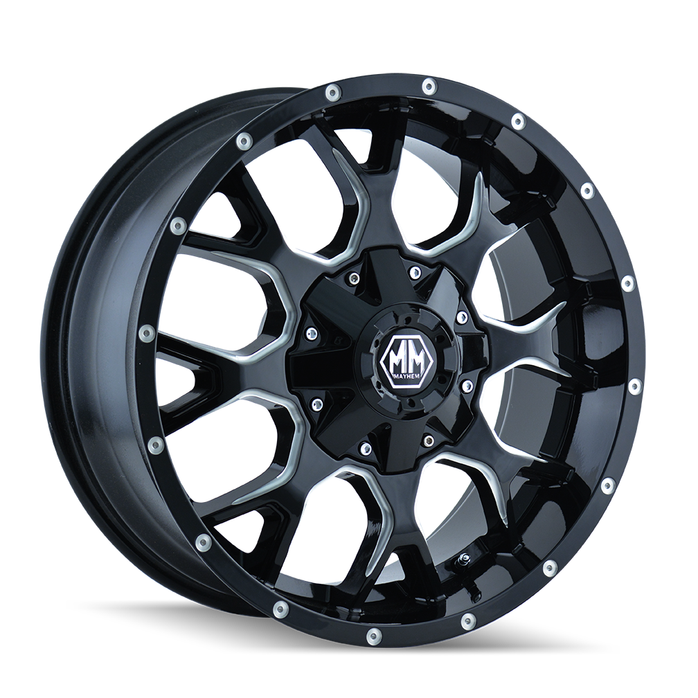 MAYHEM WARRIOR 8015 GLOSS BLACK MILLED 20X10 6-135/6-139.7 -25MM 106MM