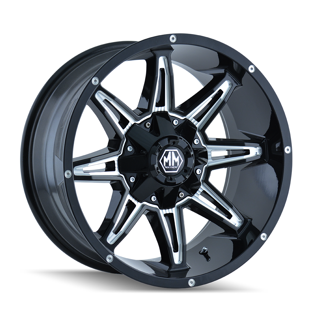 MAYHEM RAMPAGE 8090 GLOSS BLACK MILLED 17X9 6-135/6-139.7 -12MM 106MM