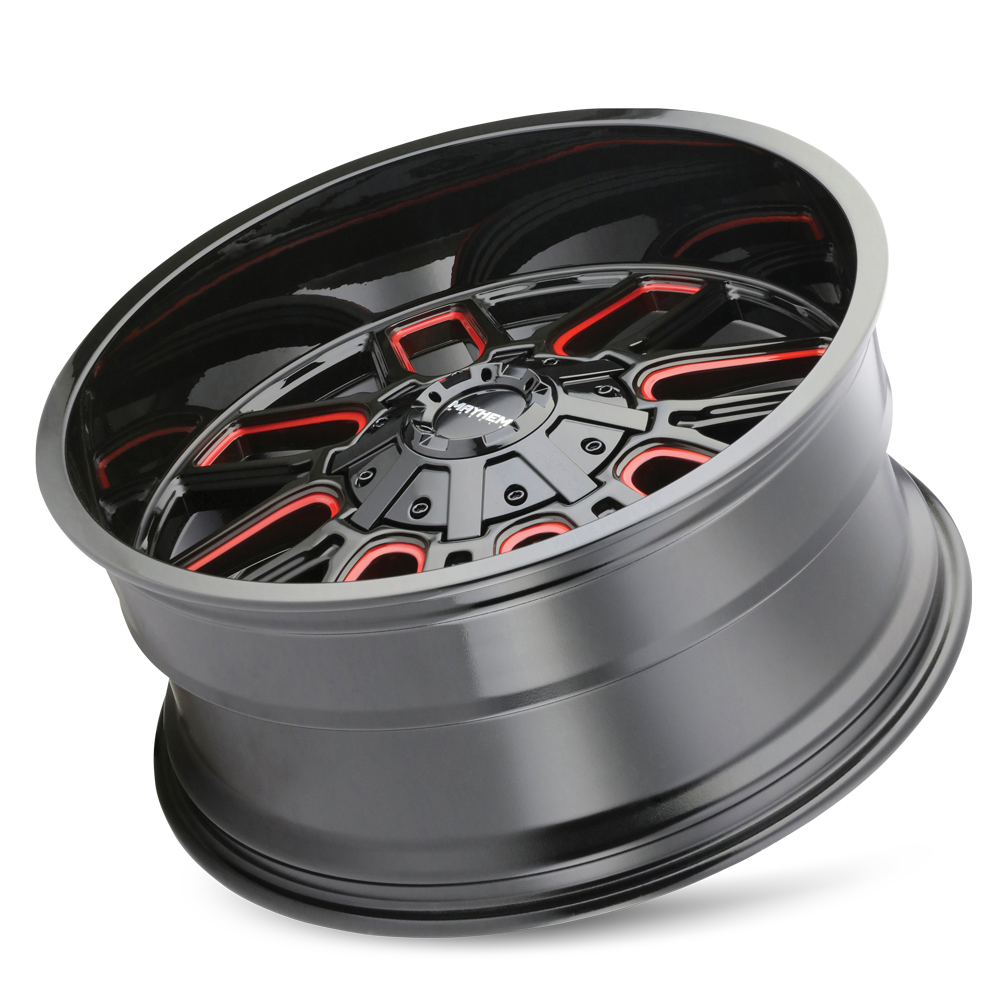 MAYHEM COGENT 8107 GLOSS BLACK MILLED PRISM RED 20X10 6-135/6-139.7 -19MM 106MM