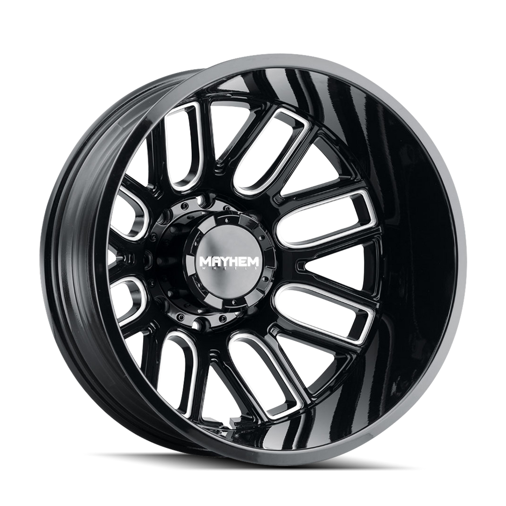 MAYHEM COGENT DUALLY (8107) GLOSS BLACK MILLED 22X8.25 REAR LIFTED 8-165.1 -232MM 121.3MM
