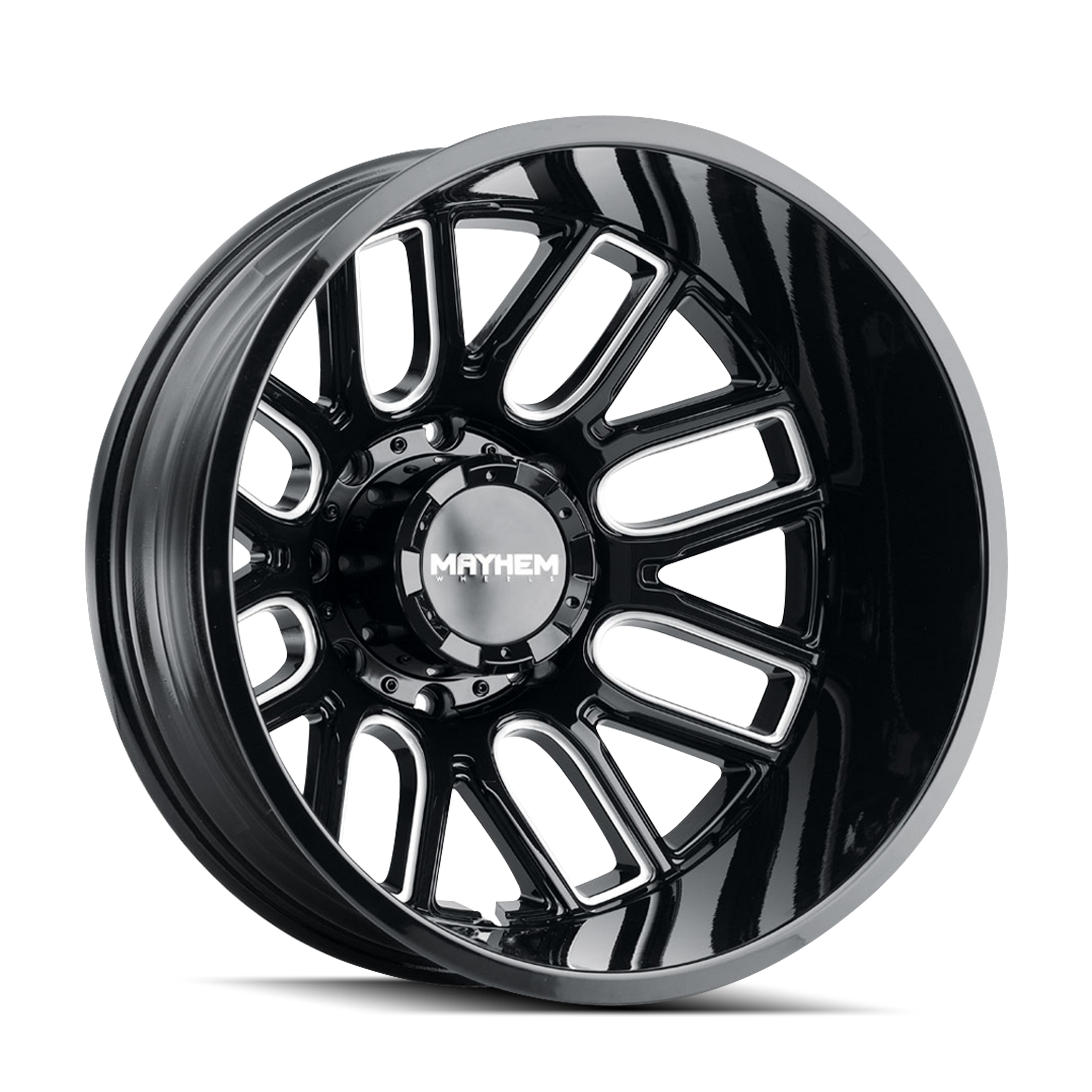 MAYHEM COGENT DUALLY (8107) GLOSS BLACK MILLED 22X8.25 REAR LIFTED 8-165.1 -232MM 121.3MM