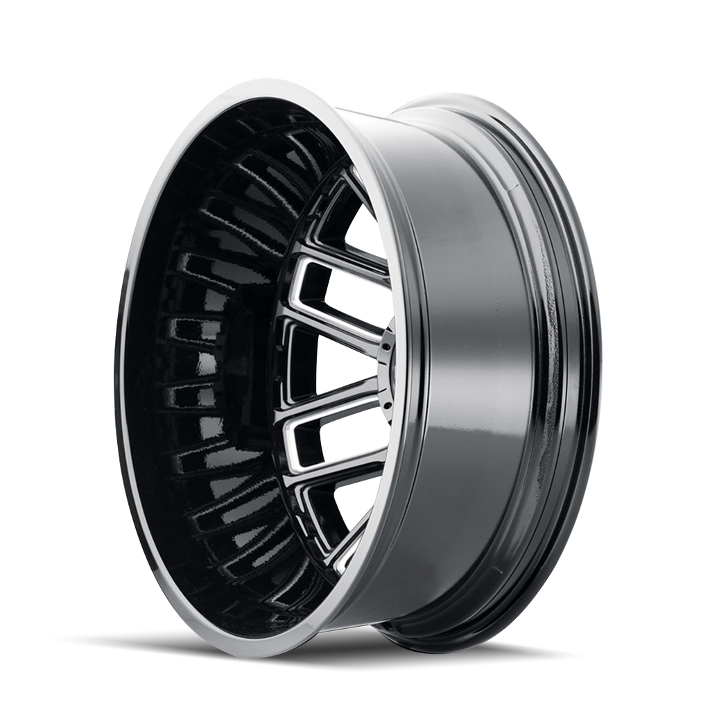 MAYHEM COGENT DUALLY (8107) GLOSS BLACK MILLED 22X8.25 REAR LIFTED 8-200 -232MM 142MM