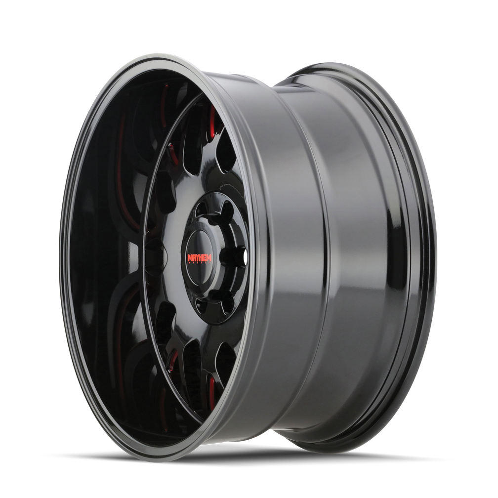 MAYHEM TRIPWIRE 8110 GLOSS BLACK MILLED PRISM RED 20X9 8-170 0MM 130.8MM