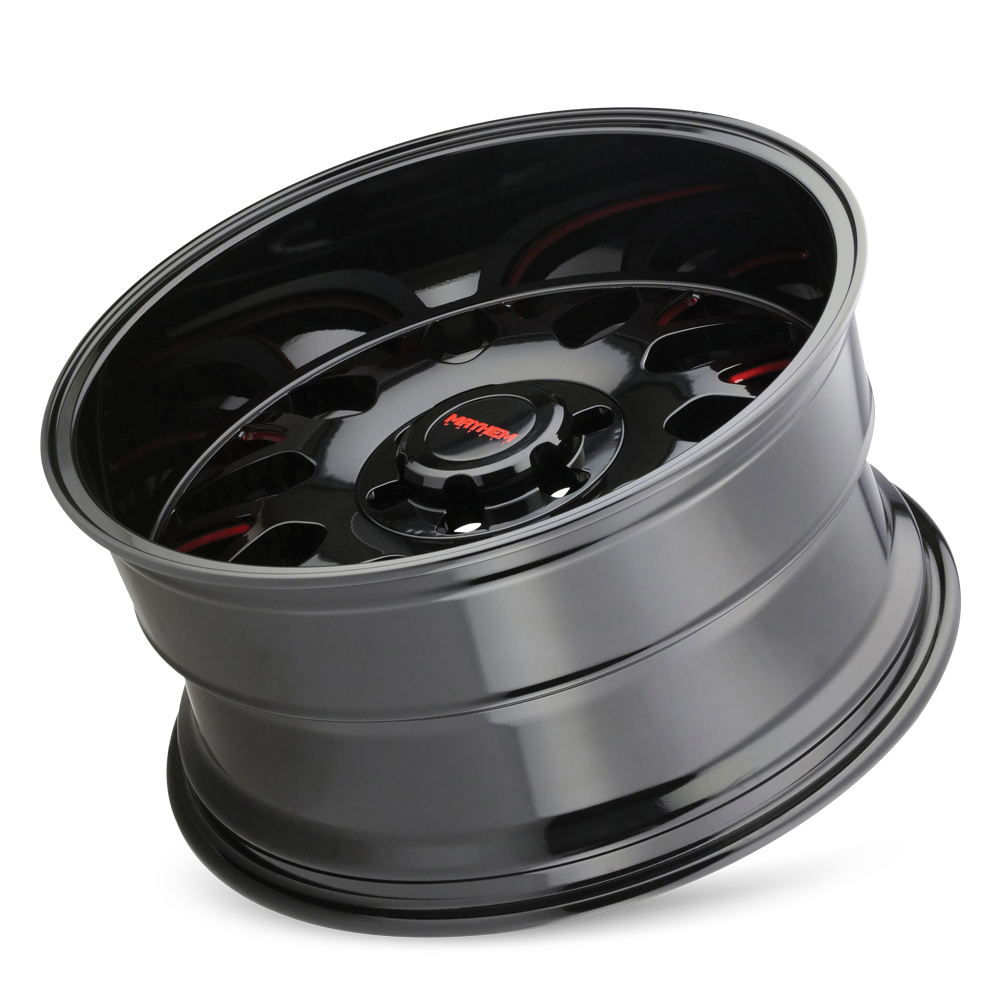 MAYHEM TRIPWIRE 8110 GLOSS BLACK MILLED PRISM RED 20X9 8-170 0MM 130.8MM
