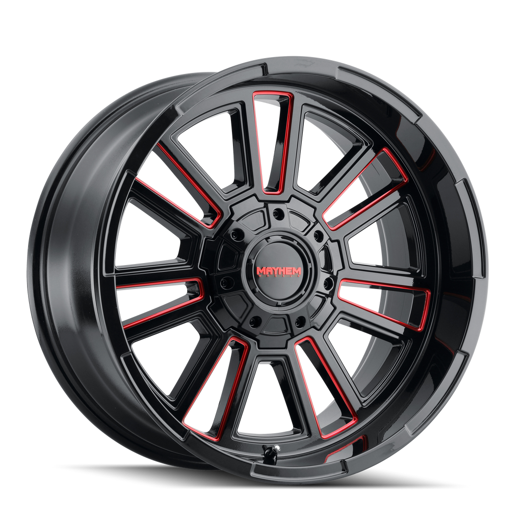MAYHEM APOLLO 8115 GLOSS BLACK MILLED PRISM RED MILLED 20-9 8-170 0MM 125.2MM