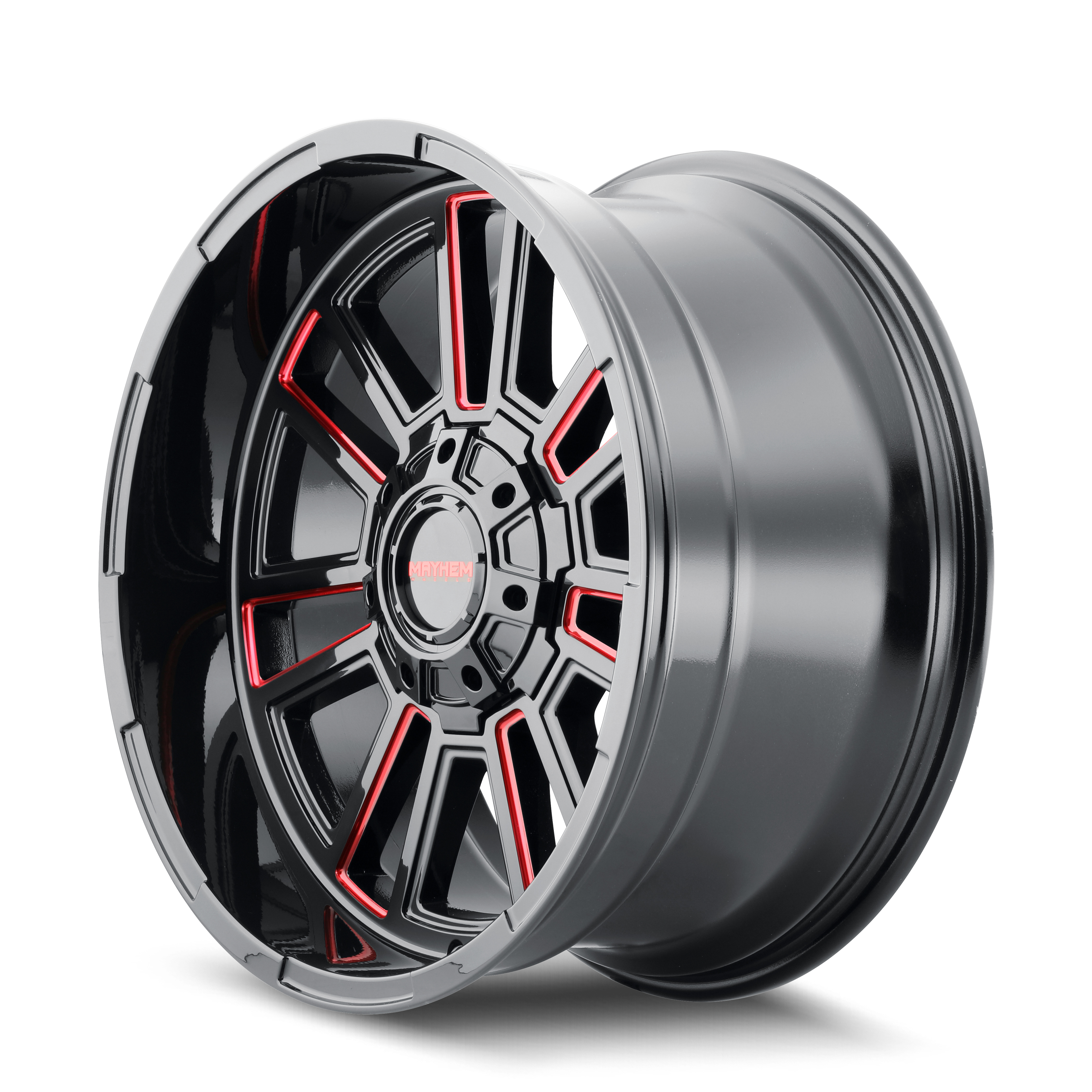 MAYHEM APOLLO 8115 GLOSS BLACK MILLED PRISM RED MILLED 20-10 8-170 -19MM 125.2MM